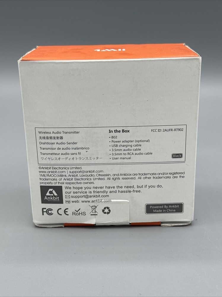 1 Mii Wireless Audio Transmitter To Wireless Model # 2AUFR- RT902 Black New Open