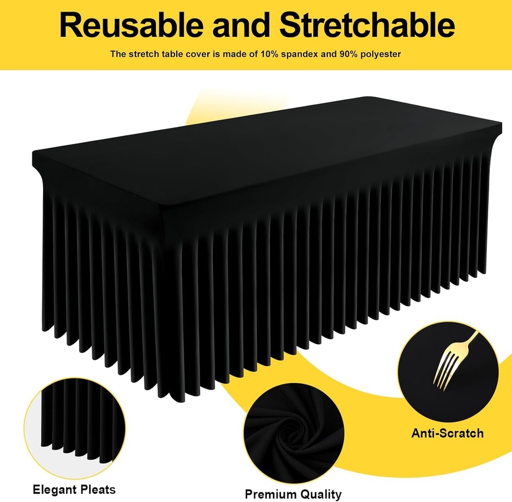 Spandex Tablecloth Elastic Fitted Stretch Tablecloth 6FT Rectangle Tables