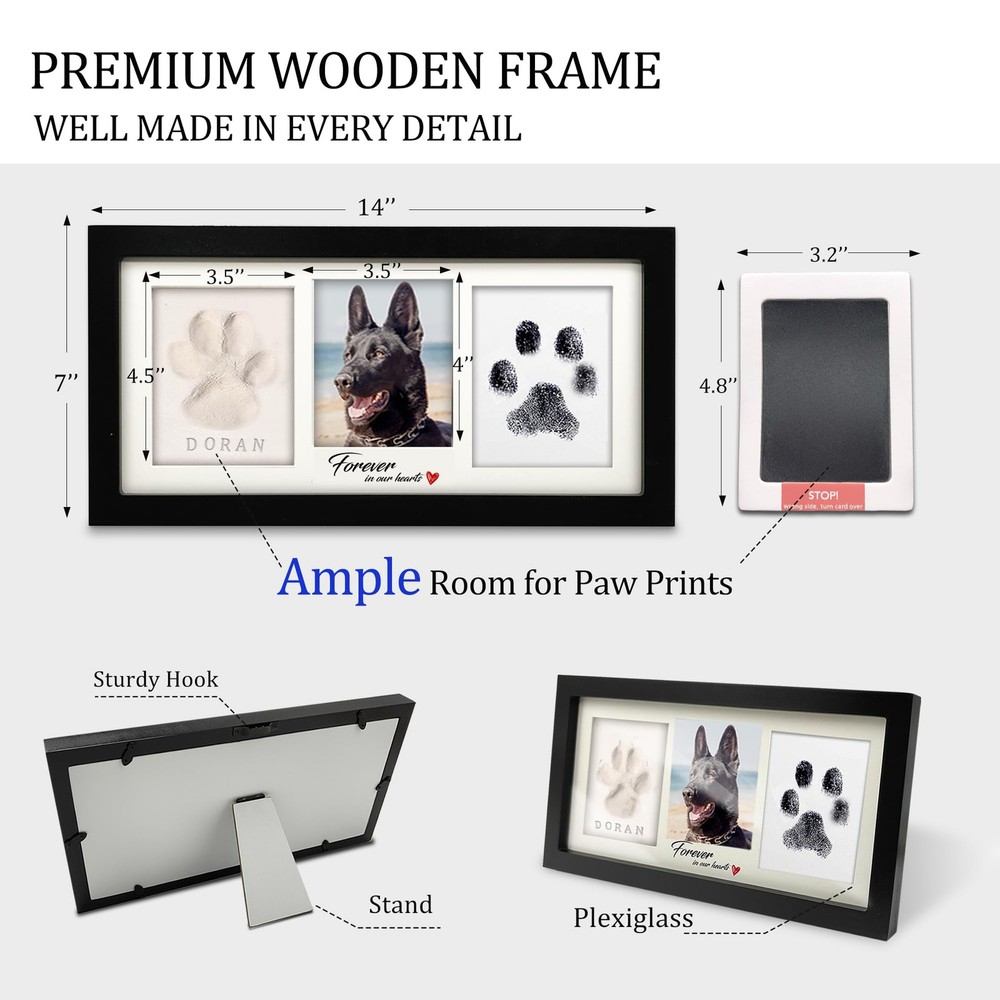 DIY Pet Paw Print Frame Kit with Clay, Ink Pad Customization Tool