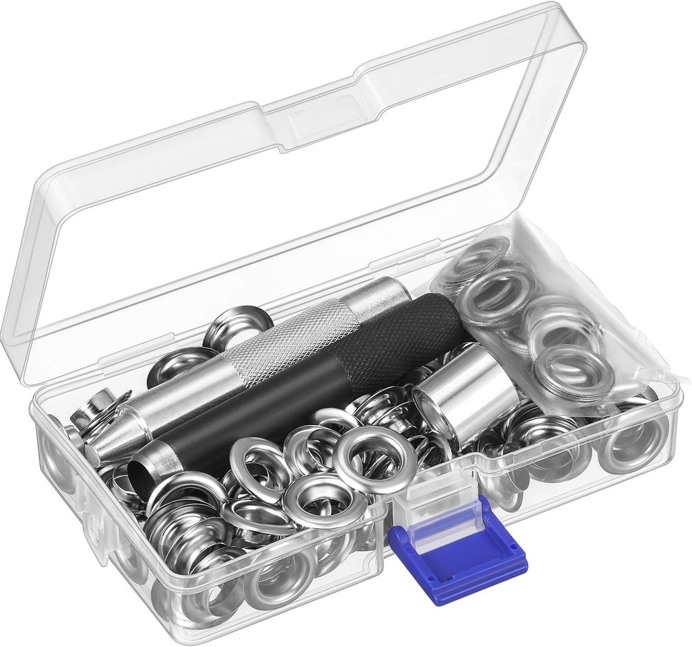 Grommet Tool Kit, Grommet Setting Tool and 100 Sets Eyelets with Storage Box,...