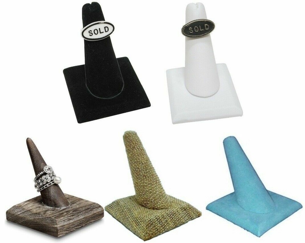Countertop Finger Shaped Ring Display Stand Showcase Square Base Ring Stand
