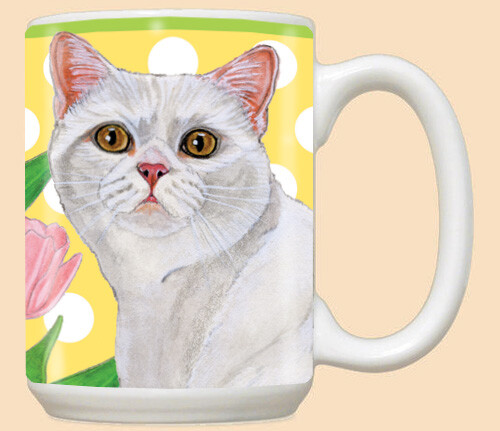 Cat White Ceramic Coffee Mug Tea Cup 15 oz