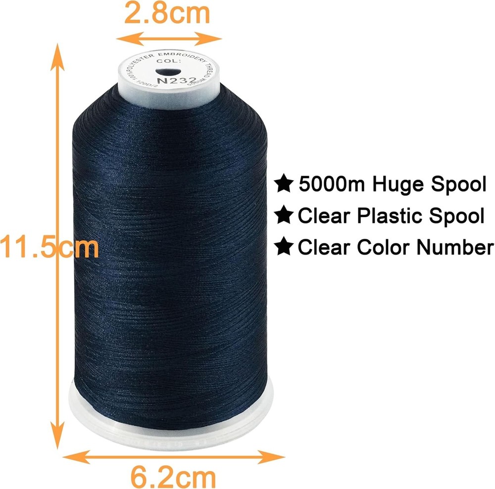Single Huge Spool 5000M Each Polyester Embroidery Machine Thread 40WT for Com...