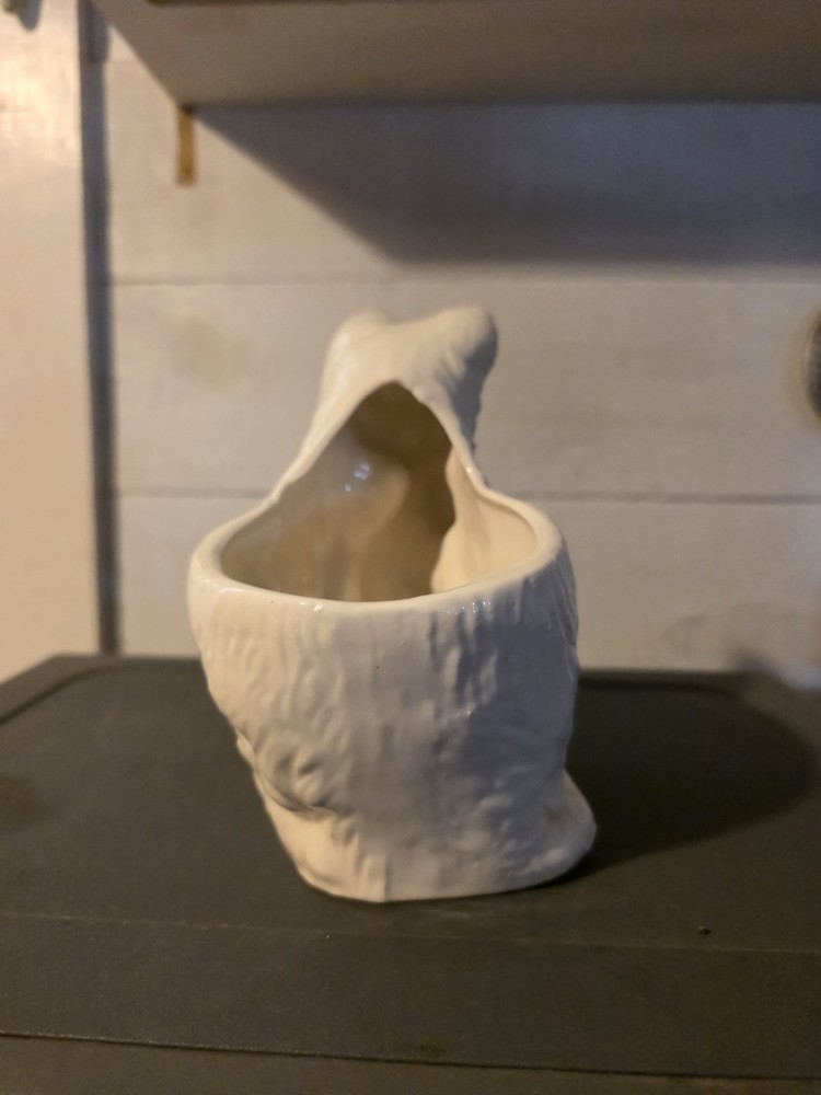 Vintage Cat Holding Kitten Ceramic Planter