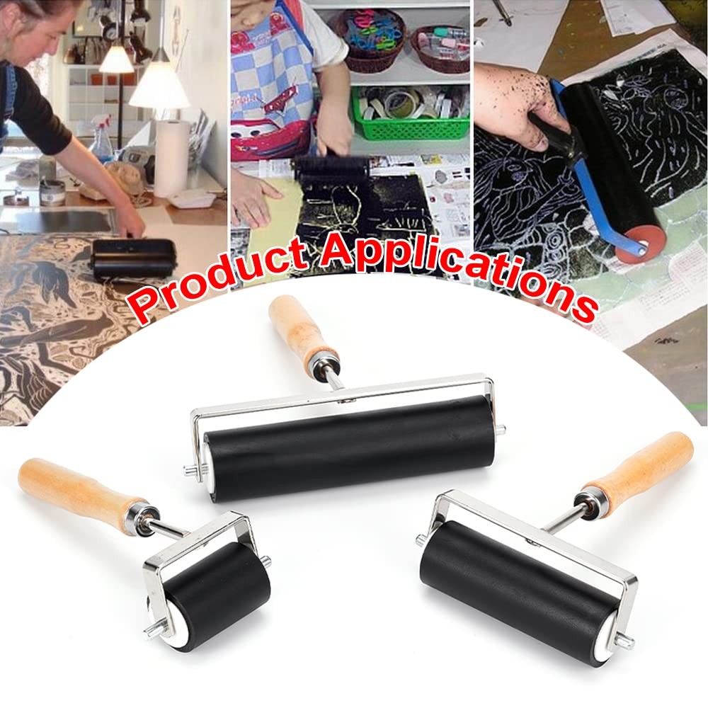 3 Pack Rubber Roller Brayer Rollers with 3 Size for Crafting Brayer Rollers ...