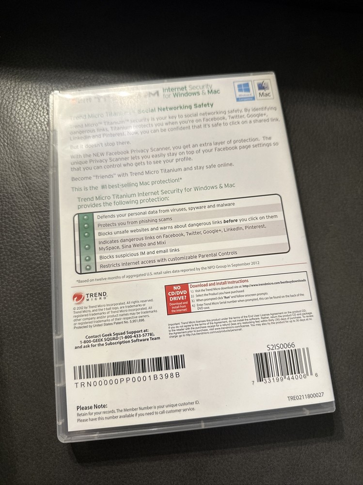 Trend Micro Titanium Internet Security for PC, Mac - TRE021800F700