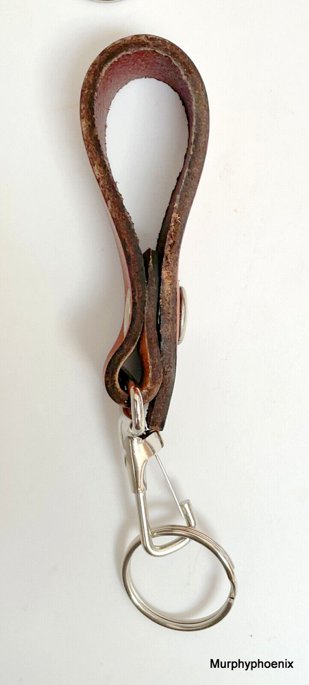 Wide Leather Key Chain/Loop Snap Around Belt/Belt Loop Key Ring Asst'd Browns