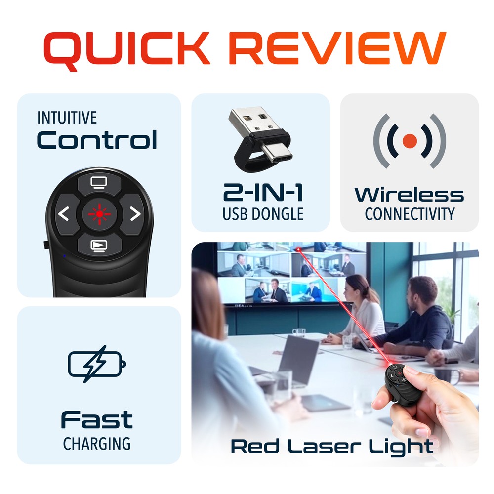 Delton P48 Laser Pointer, Presenter Clicker Wireless upto 200 Meter Range, Black