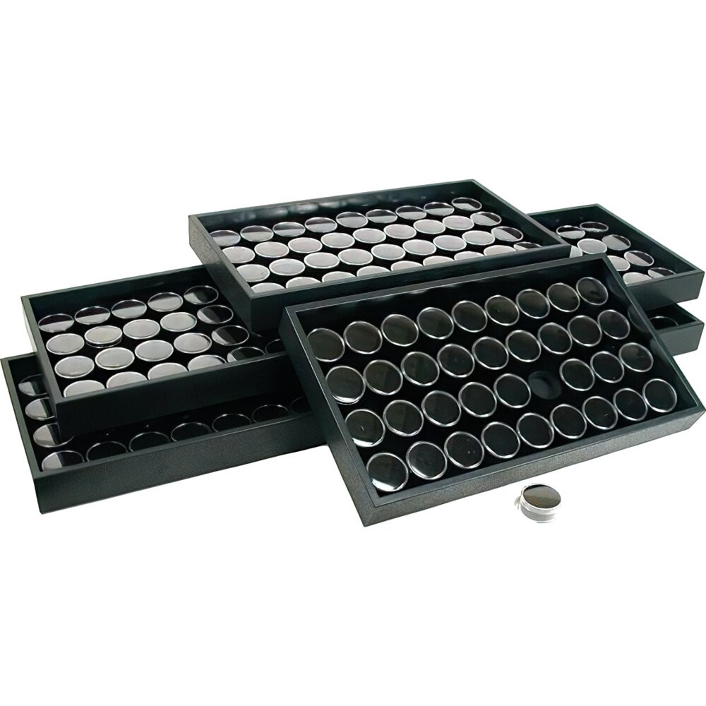 216 Gem Jars Black Foam Display & Stackable Tray