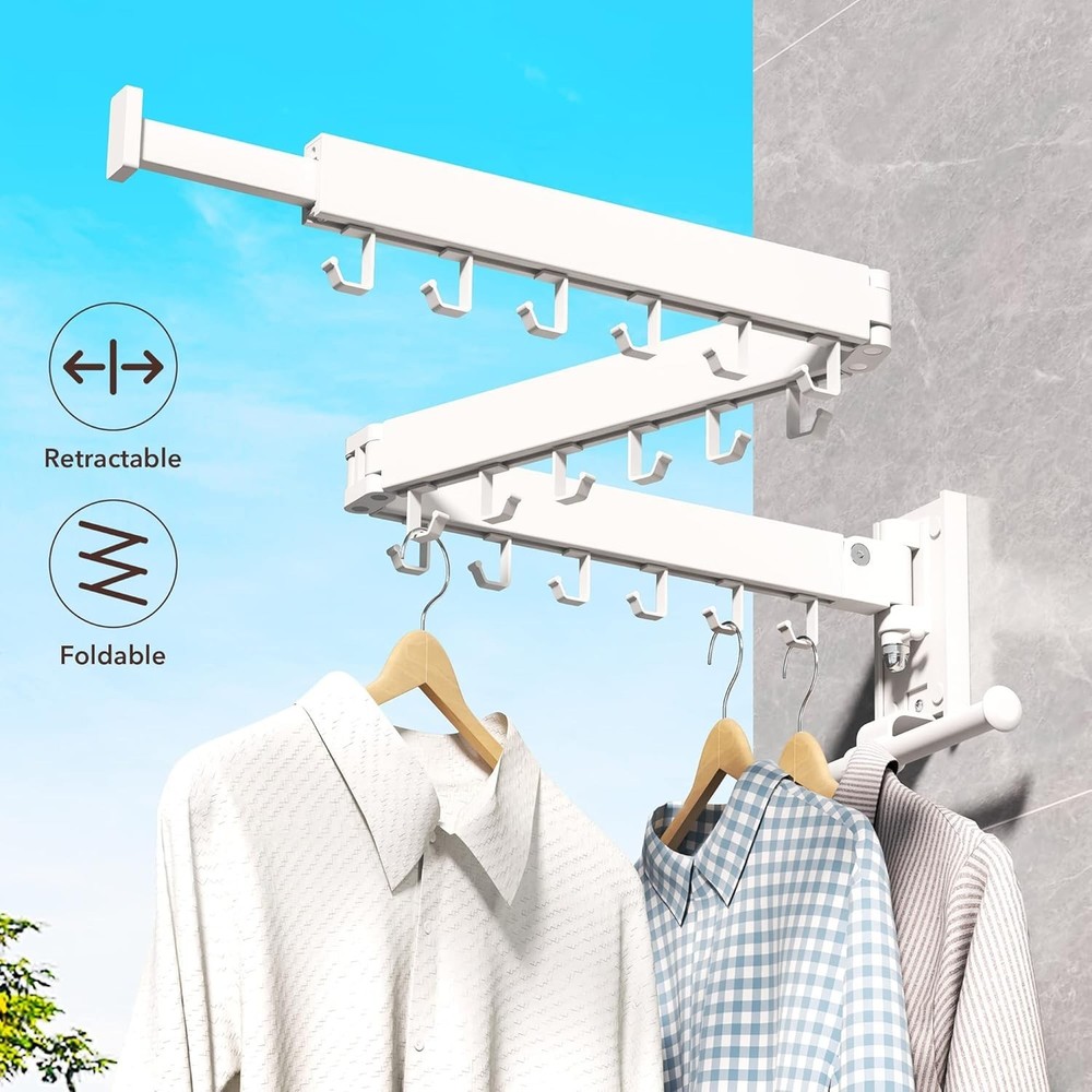 Clothes Drying Rack,Laundry Drying Rack Wall Mount, Wall Mounted Clothes Rack...
