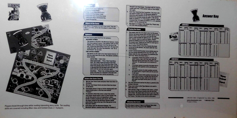 LRN~Game~Learning Well Educational Board Game Time Capsule Reading Comprehension