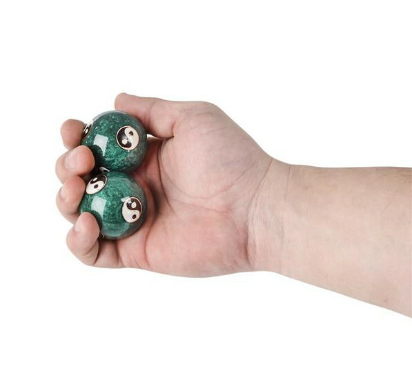 CHINESE HEALTH EXERCISE STRESS BAODING BALLS RELAXATION THERAPY YIN YANG DESIGN