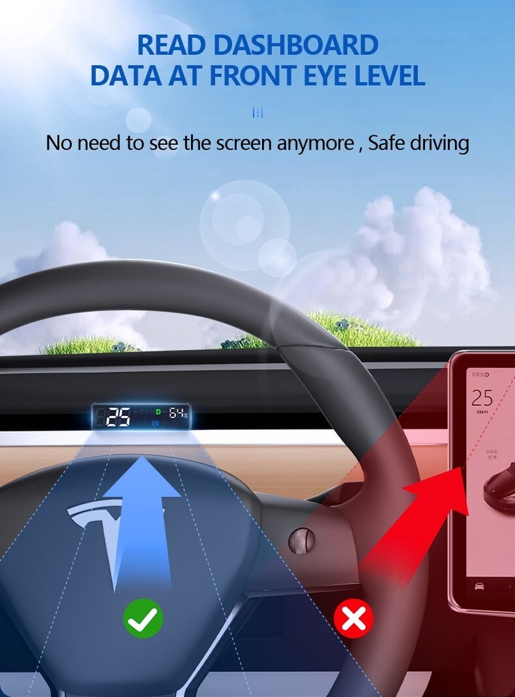 HUD Head Up Display Speedometer Projector Mini Screen For Tesla model Y model 3