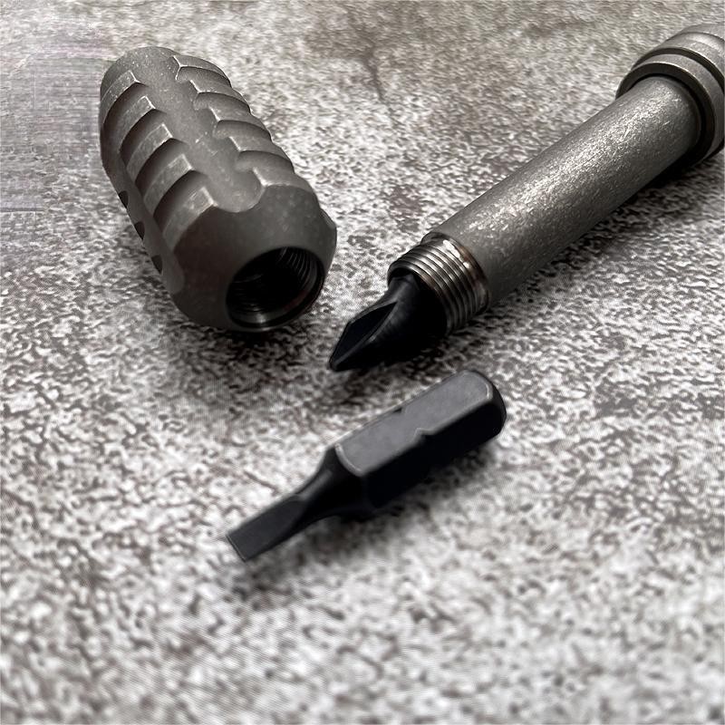 Titanium Pocket Screwdriver Portable EDC Multi Tools Phillips Flat Bit Riding
