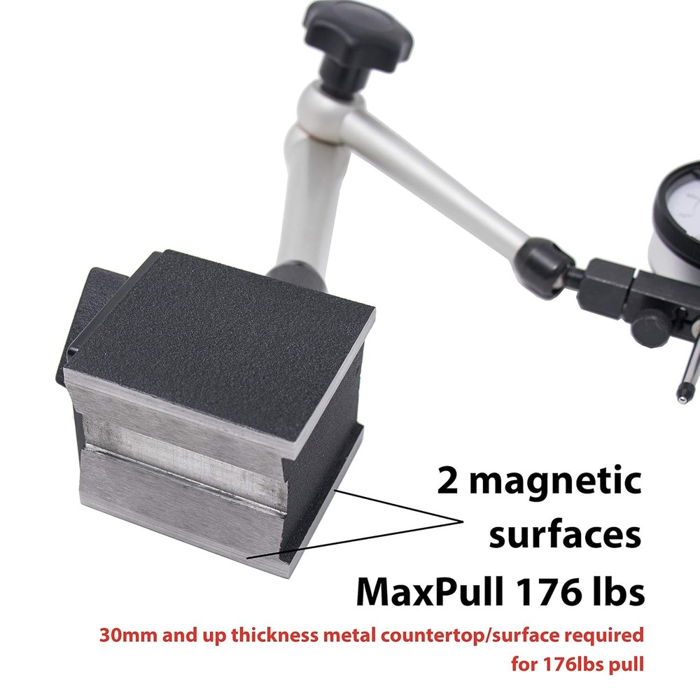 176 lbs Magnetic Base Stand for Dial Indicators - Adjustable Arm Precision Tool