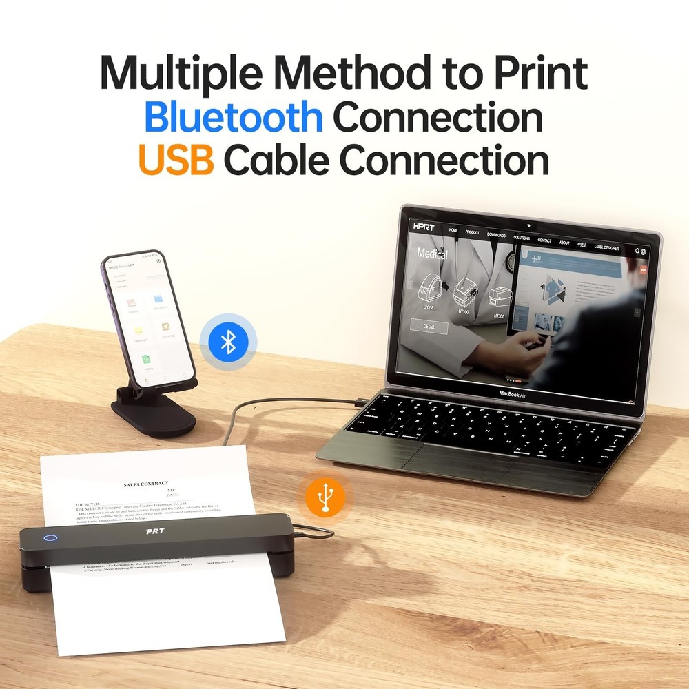 PRT Portable Printers Wireless for Travel - Bluetooth Thermal Printer Support...