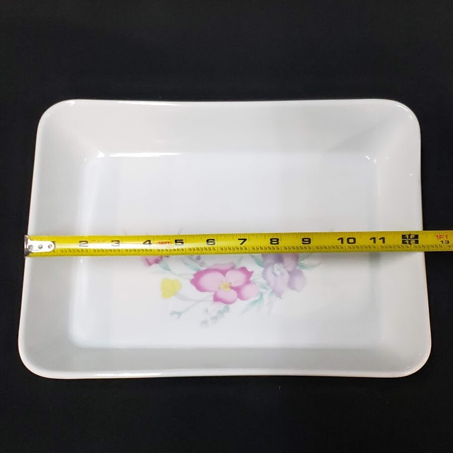 Baking Dish White Multicolor Floral Glazed Roasting Pan Serving Ovenware Kitchen