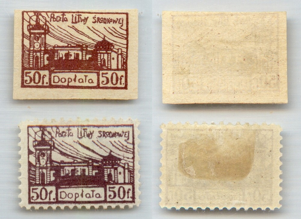 Central Lithuania 1920 SC J1 mint perf and  imperf. rtc9083