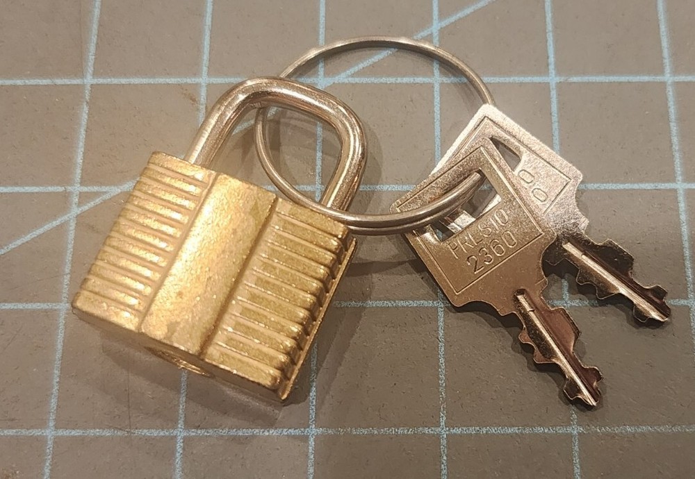 Vintage Padlock Lock Brass - 2 Presto Keys - Small Lock - BB