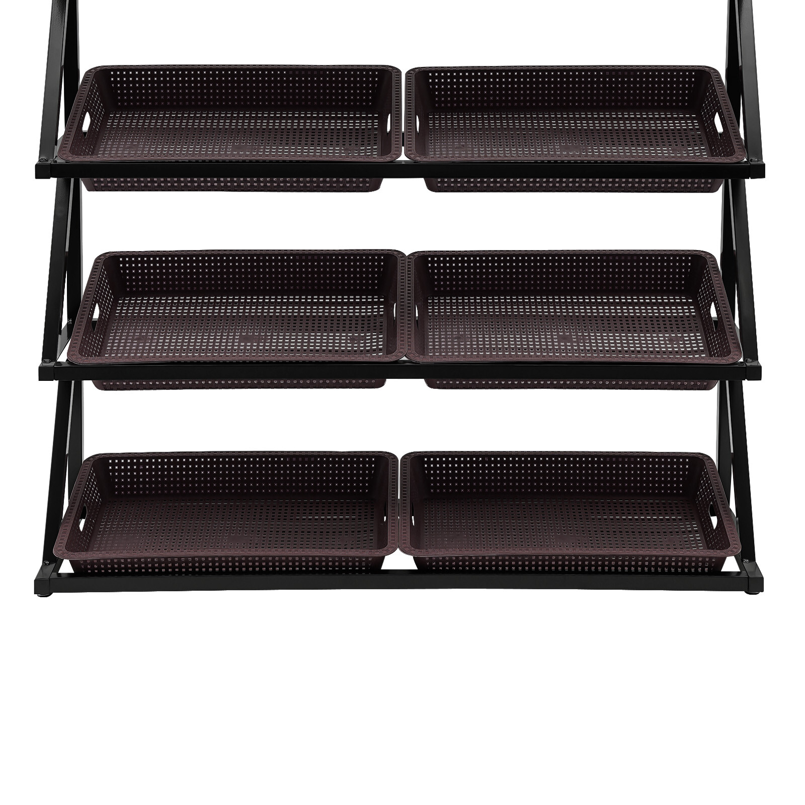 Market Retail Display Rack Shelf + 10x Merchandiser Fruit Vegetable Snack Basket