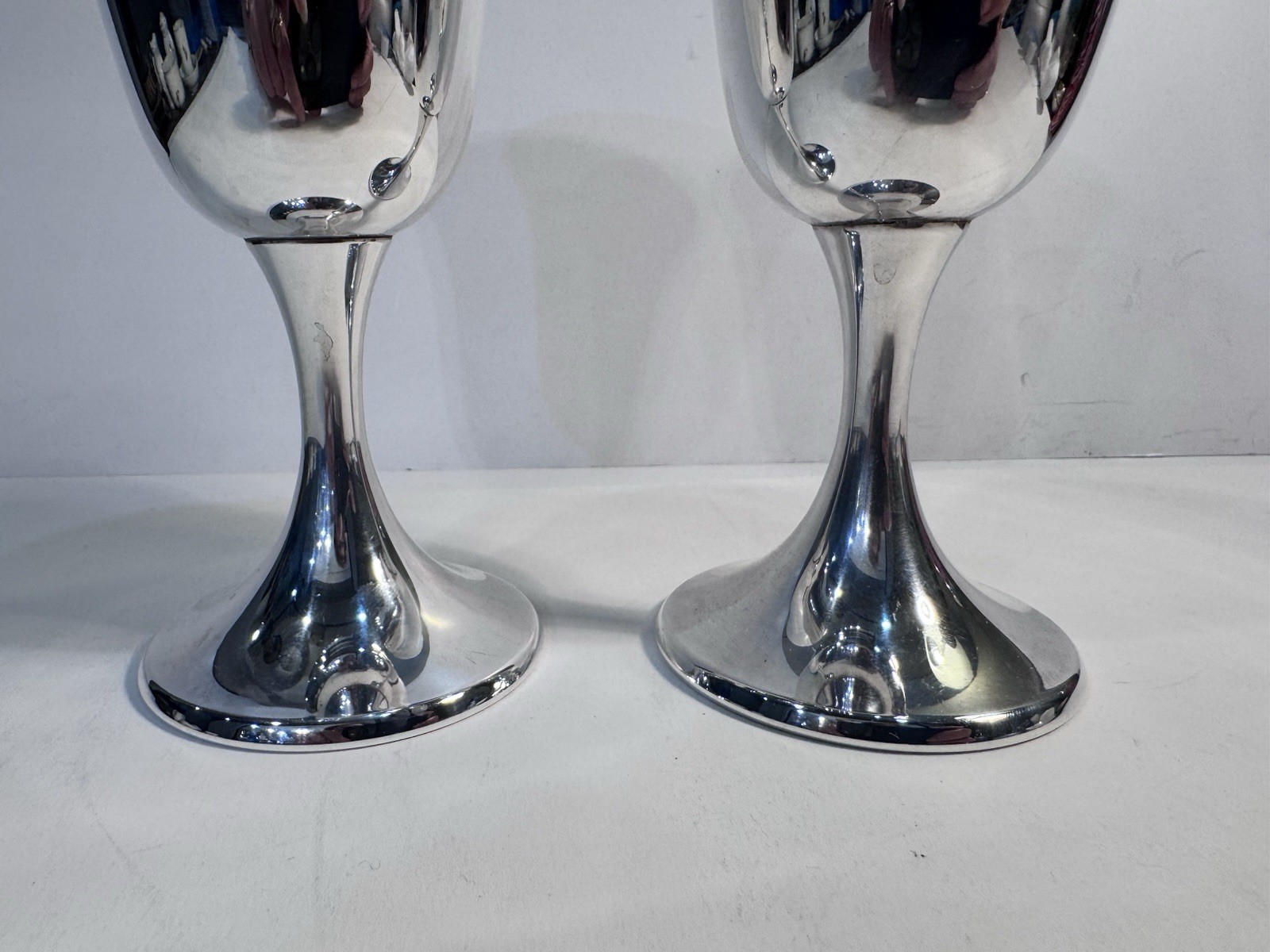 PAIR Gorham Sterling Silver #272 Water Wine Goblets Glasses Excellent 366 Grams!
