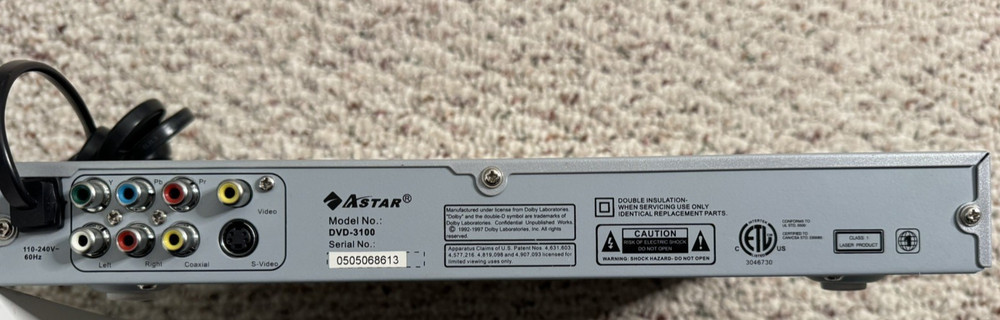Astar DVD-3100 DVD Player (No Remote) Tested Fully Working Used