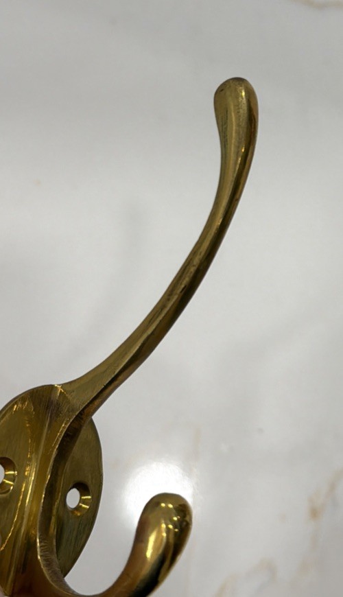 6 VTG 4”Solid Brass Wall Door Coat Kitchen Hook Rustic Old Style with 1”screws