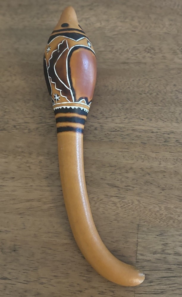 Etched Maraca Rattle Shaker Gourd