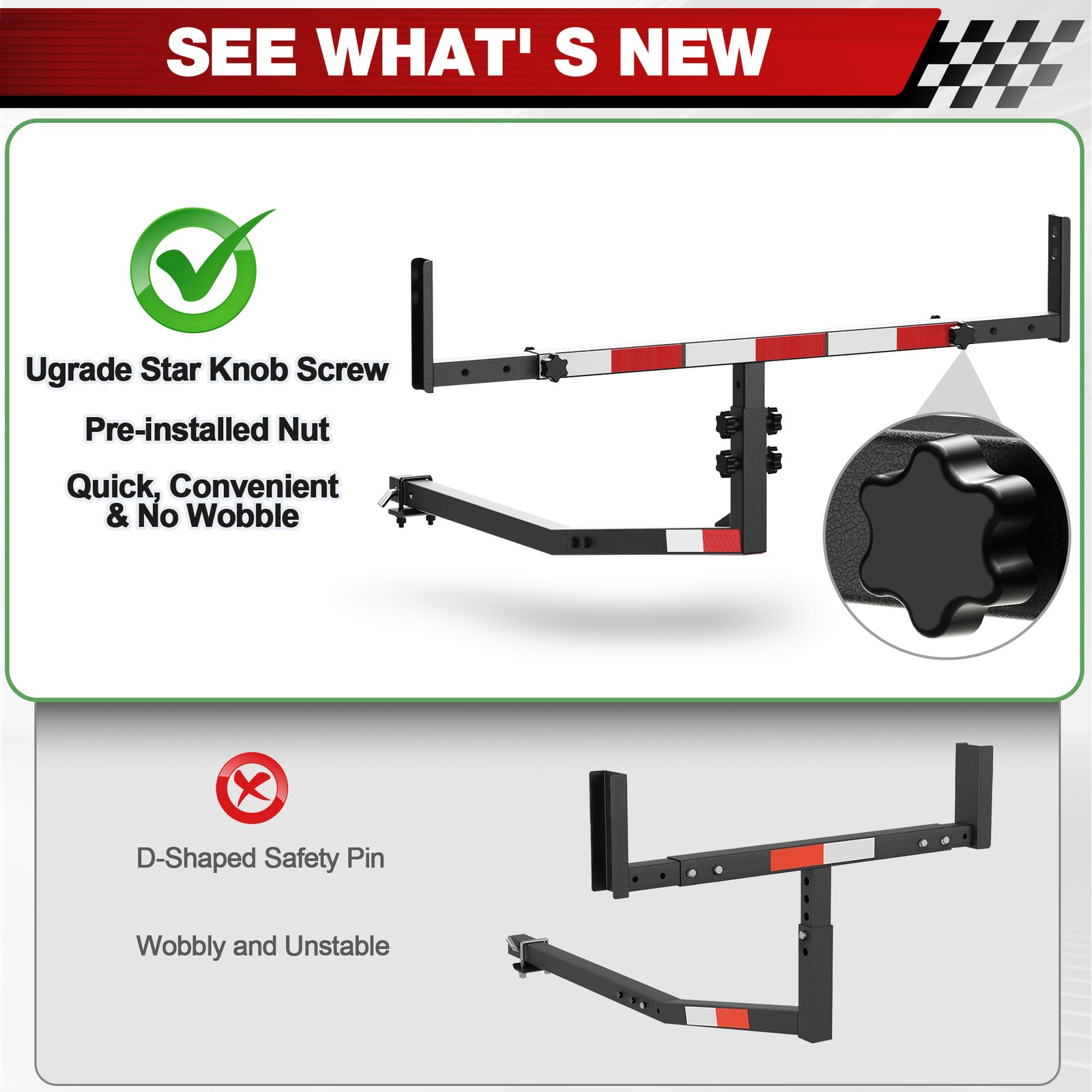 Load Extender Truck Hitch Support Haul Ladder Lumber Rack Fit 2'' Hitch Receiver