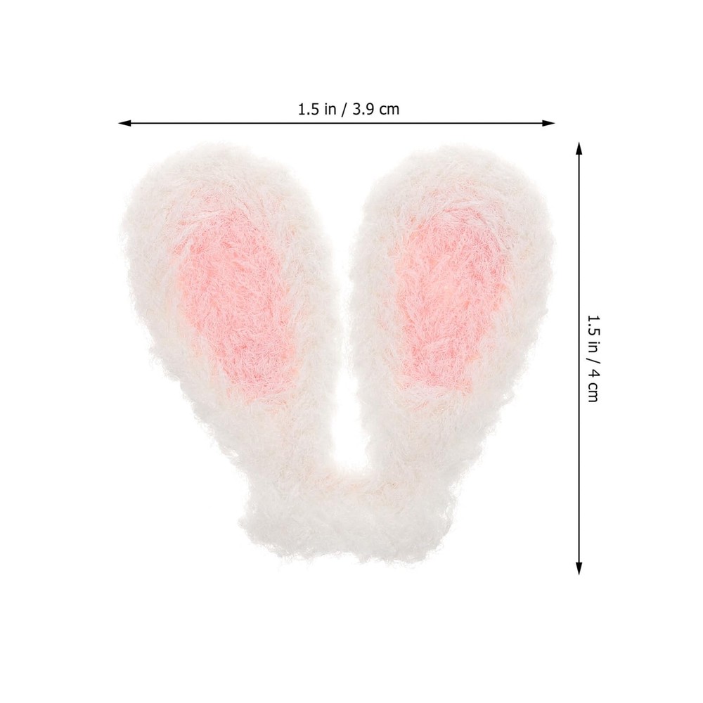ABOOFAN Plush Rabbit Ear, 20pcs Easter Mini Bunny Ears 4x3.9cm, White