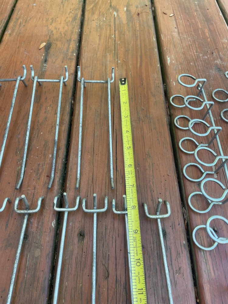 62 metal various styles peg board hook, tool accessory holders