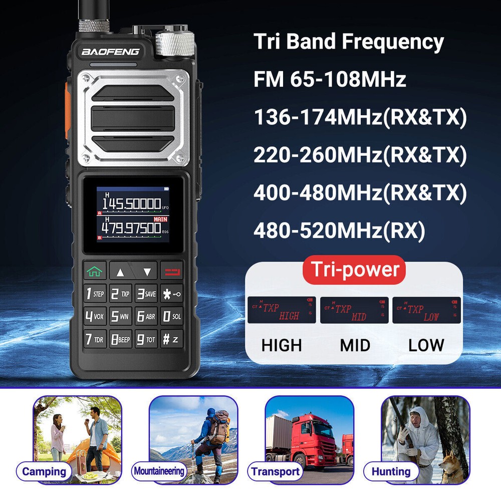 US BAOFENG UV-25 WALKIE TALKIE LONG RANGE TRI-POWER TWO WAY HAM RADIOS NOAA 2PCS