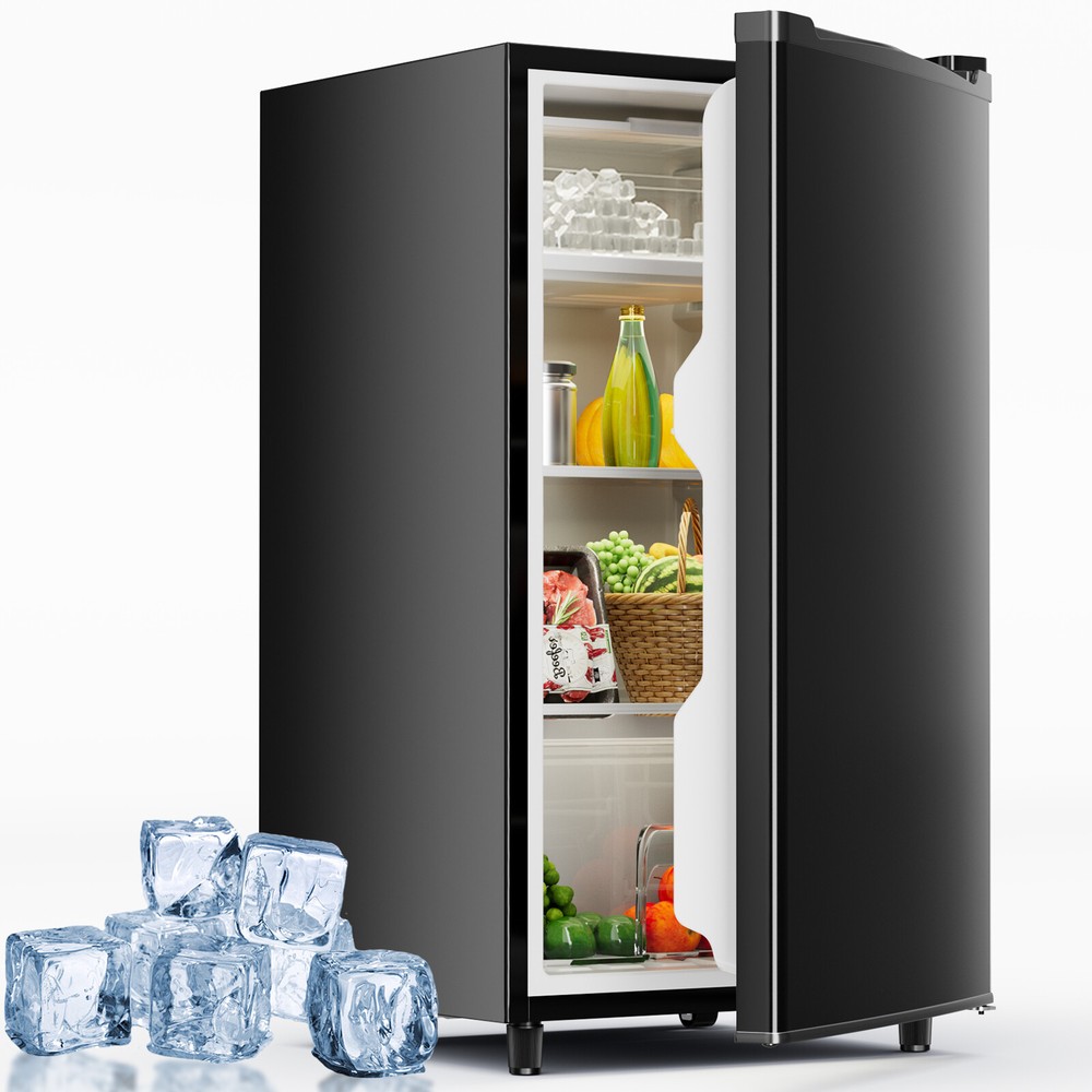 Quiet Mini Fridge with Freezer Compartment, Single Door Design