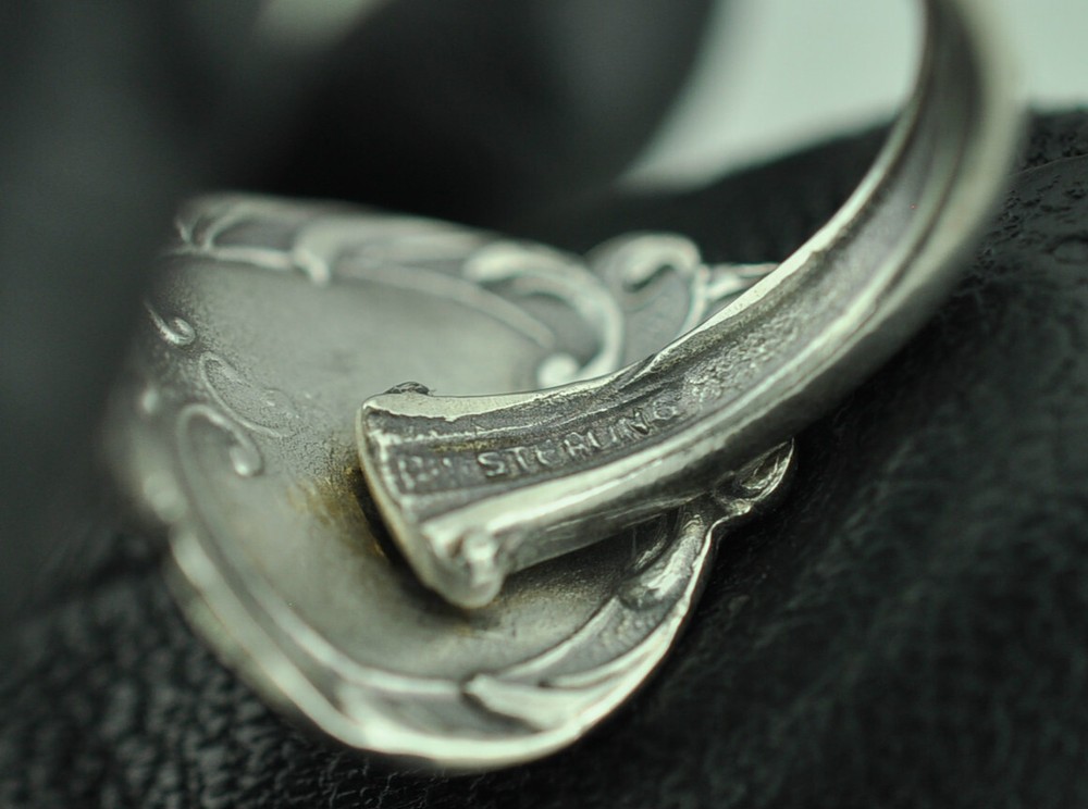 Solid 925 Sterling Silver Native American Bison Adjustable Spoon Ring