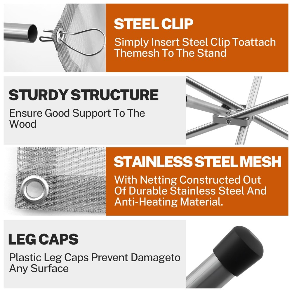 22 Inch Portable Fire Pit for Camping, Wire Mesh Fire Pit, Foldable Stainless...