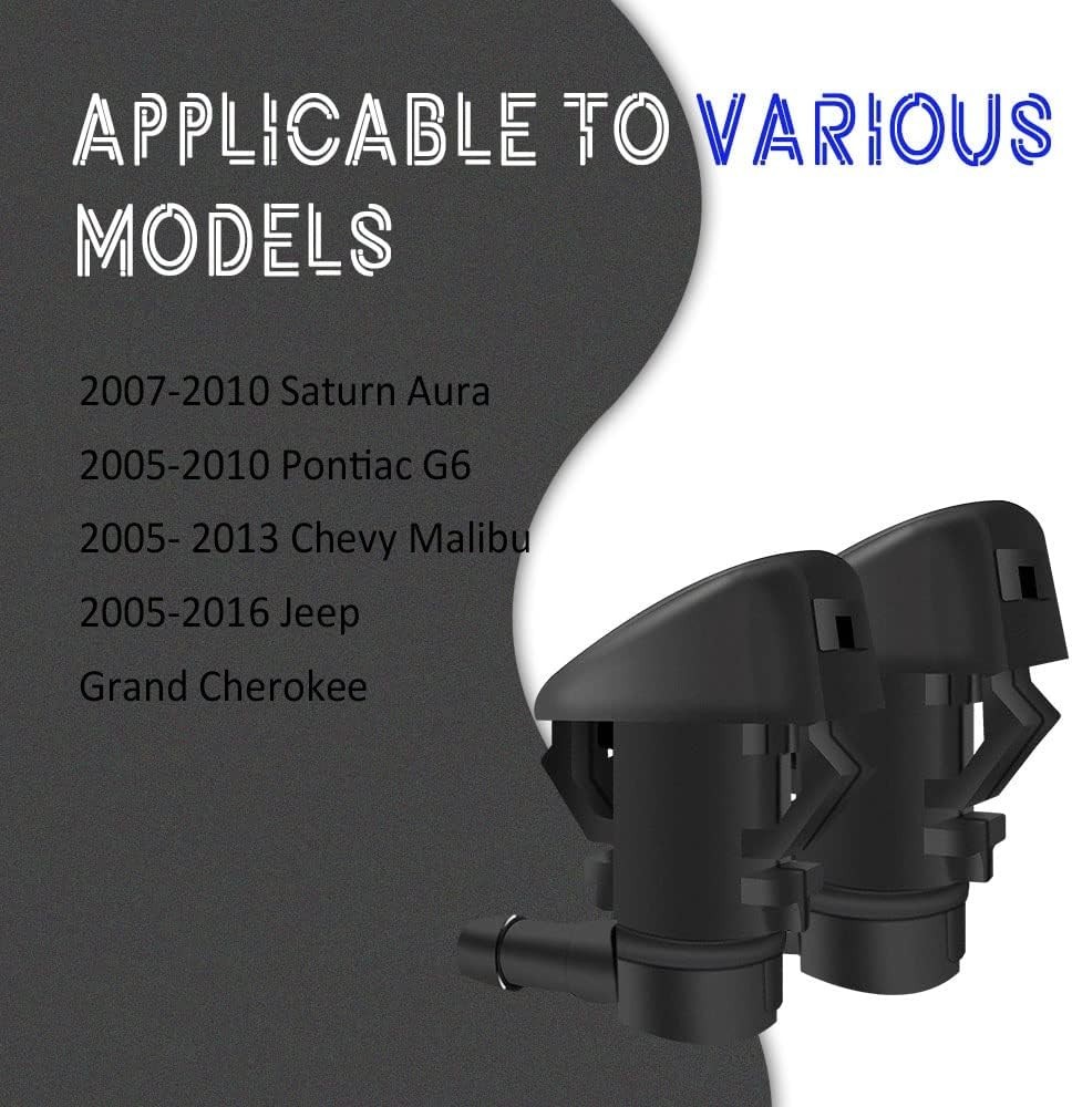 Front Windshield Washer Nozzles, Wiper Washer Nozzle Spray Jet Replacement, Repl