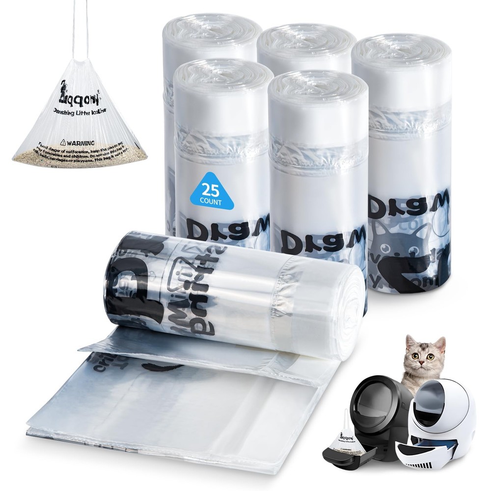150 Count Drawstring Litter Box Liners Compatible with Automatic Litter Box 4...