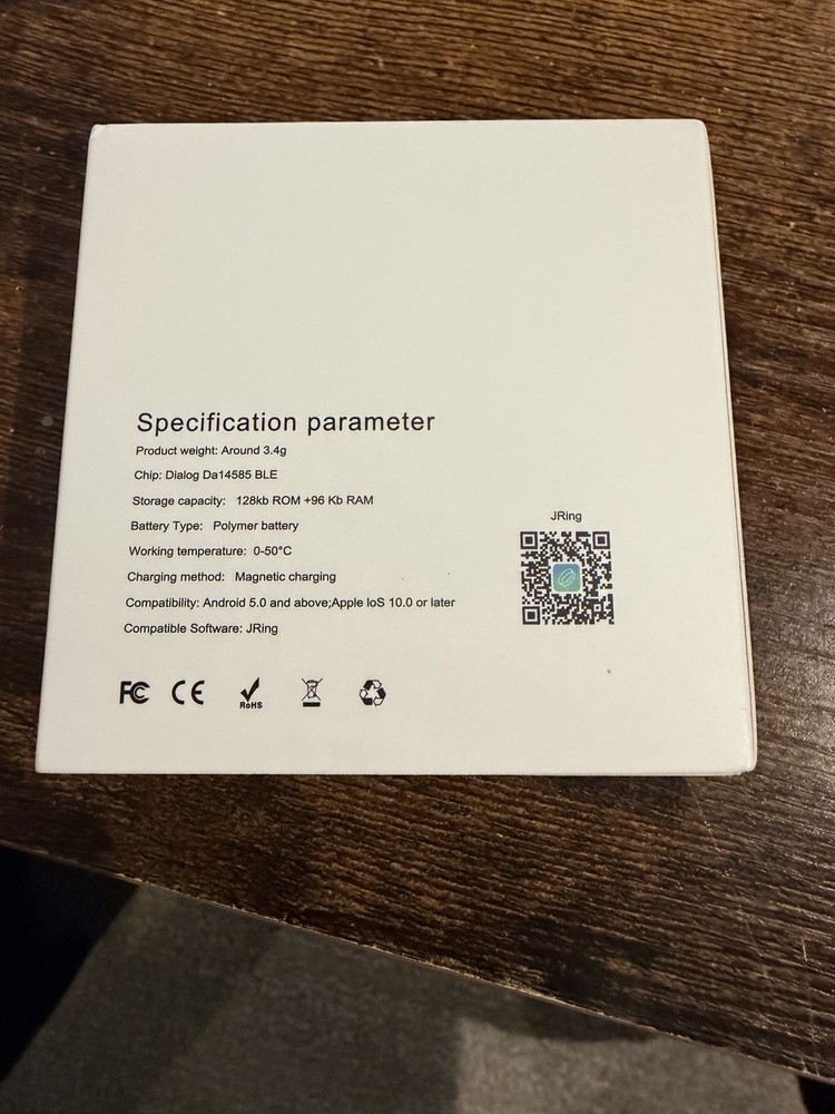 JRing Smart Ring Activity Tracker Magnetic Charging Android iOS Black Size 11