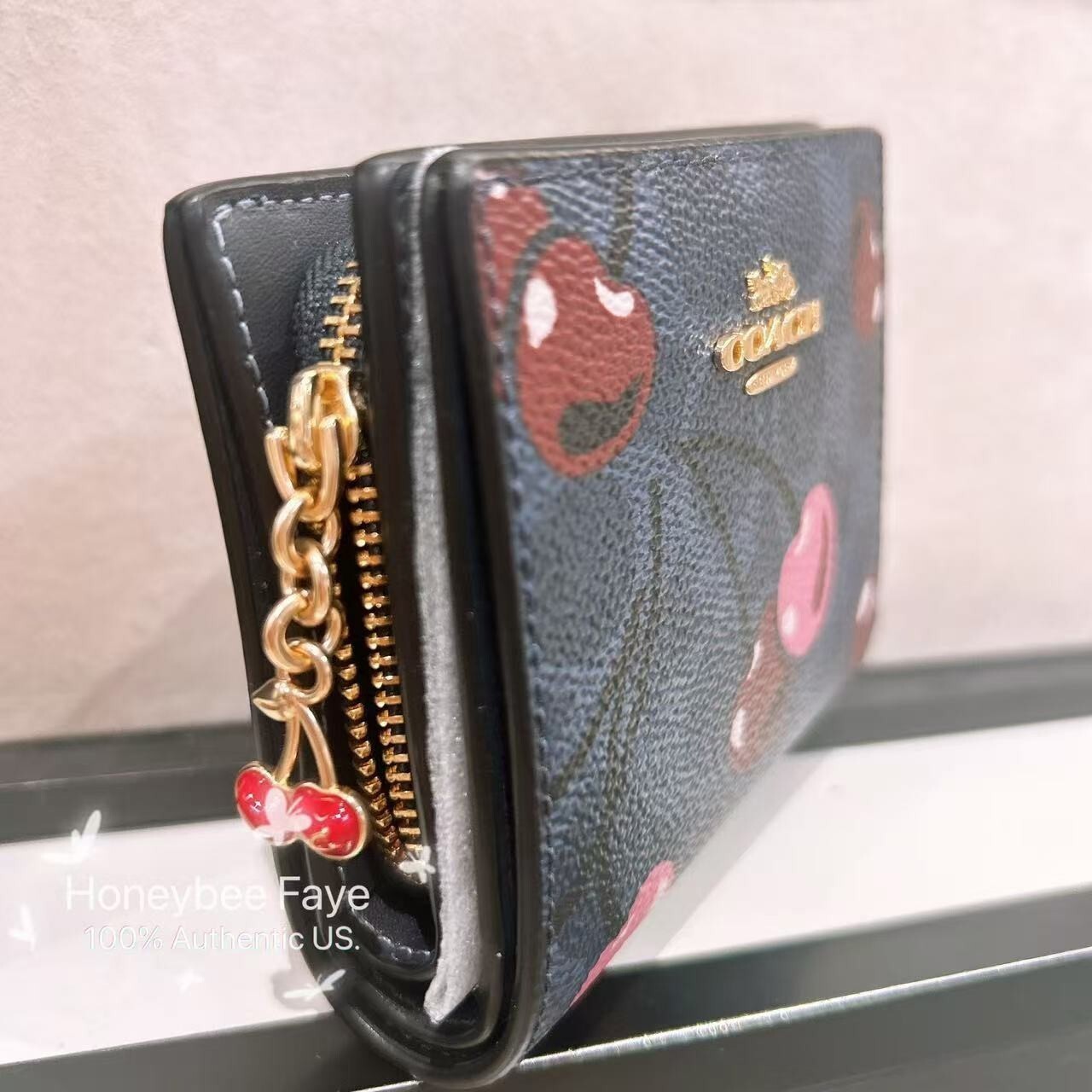 NWT Coach Snap Wallet In Signature Canvas With Cherry Print 🍒 CZ347/CZ618