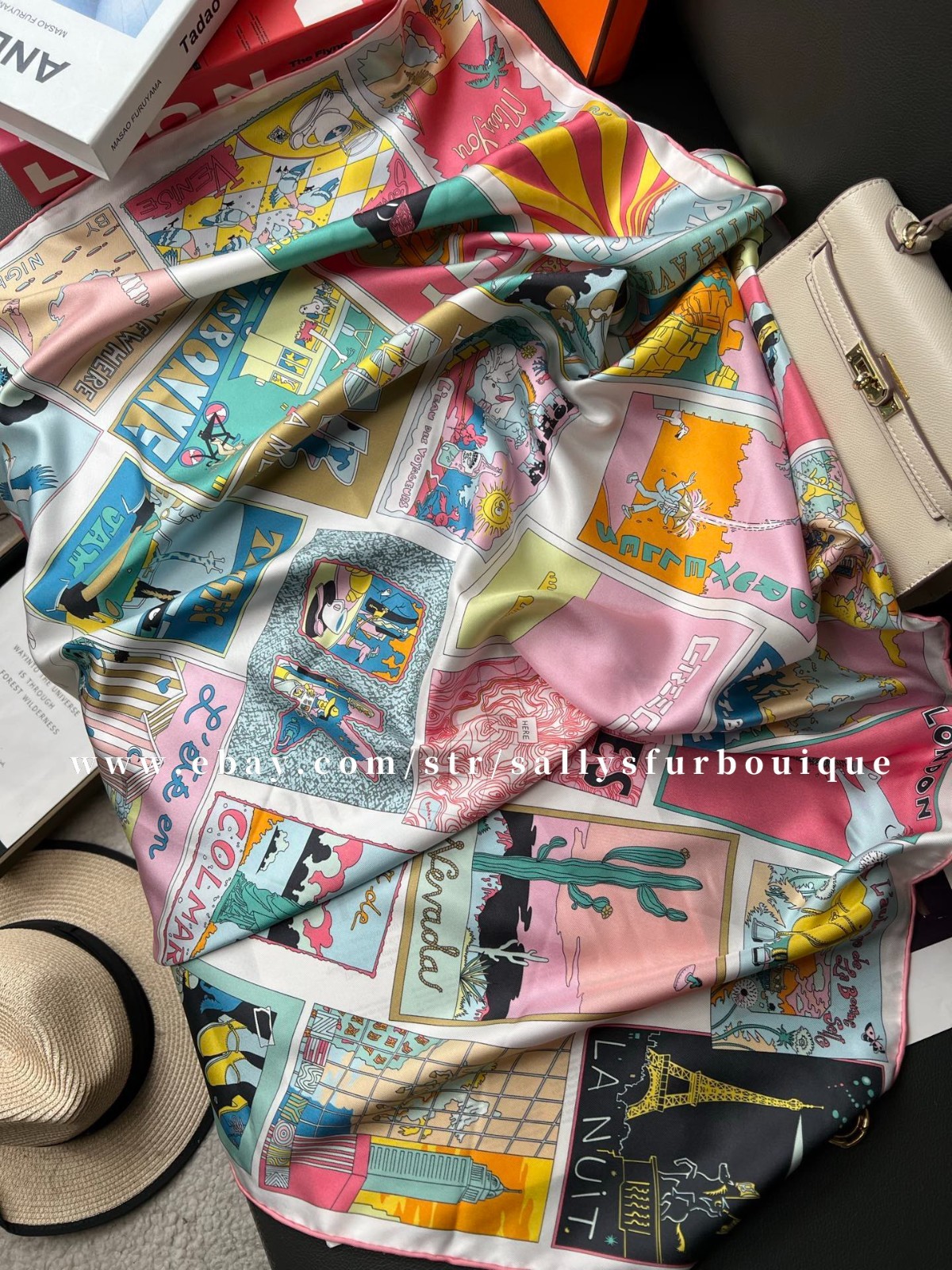 Sally Boutique 18 Momme Twill Silk Wrap Scarf Travel Print Double Face Shawl 35"