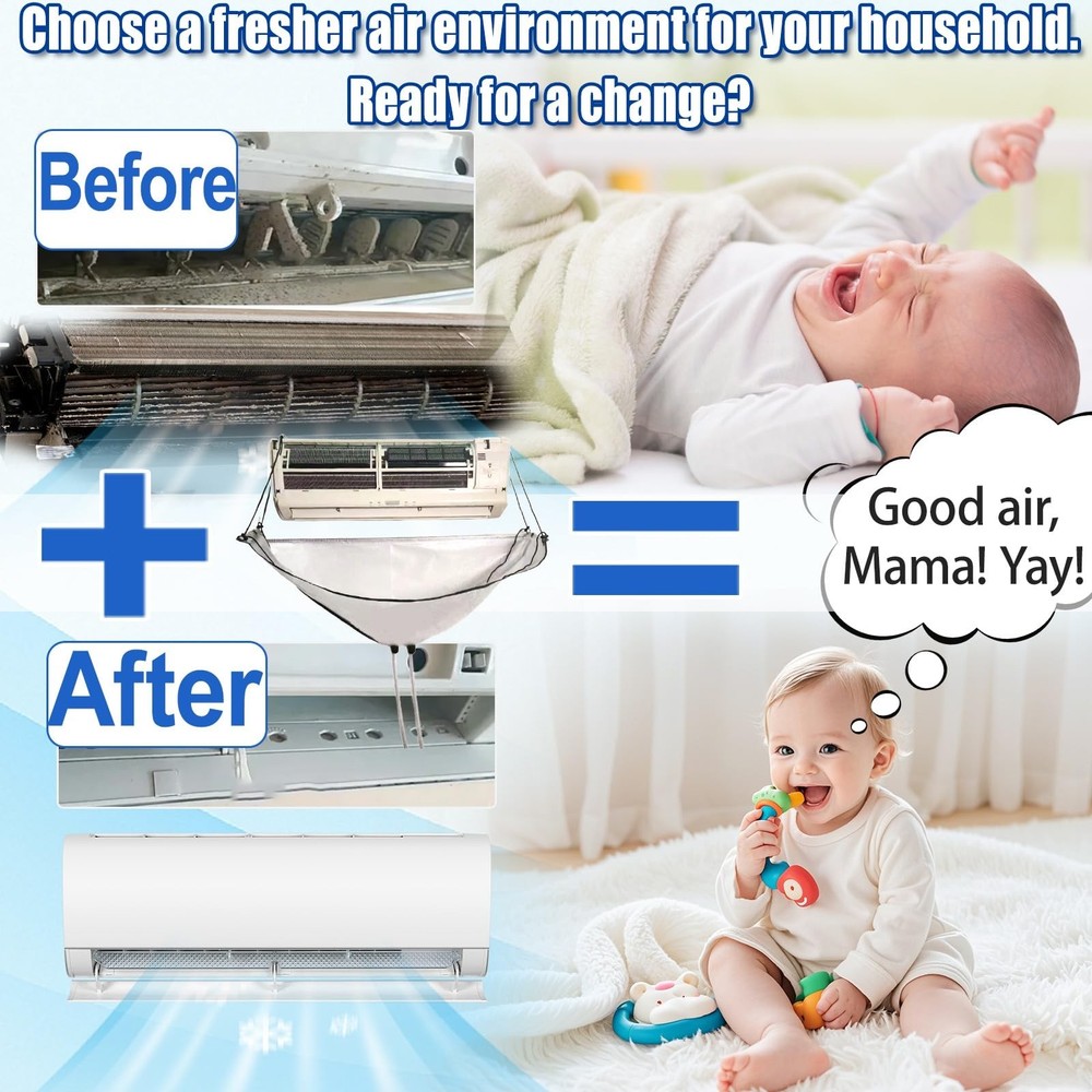 Mini Split Cleaning Bag Kit with Double Hose Drain, Double Bracket,Uniquely D...