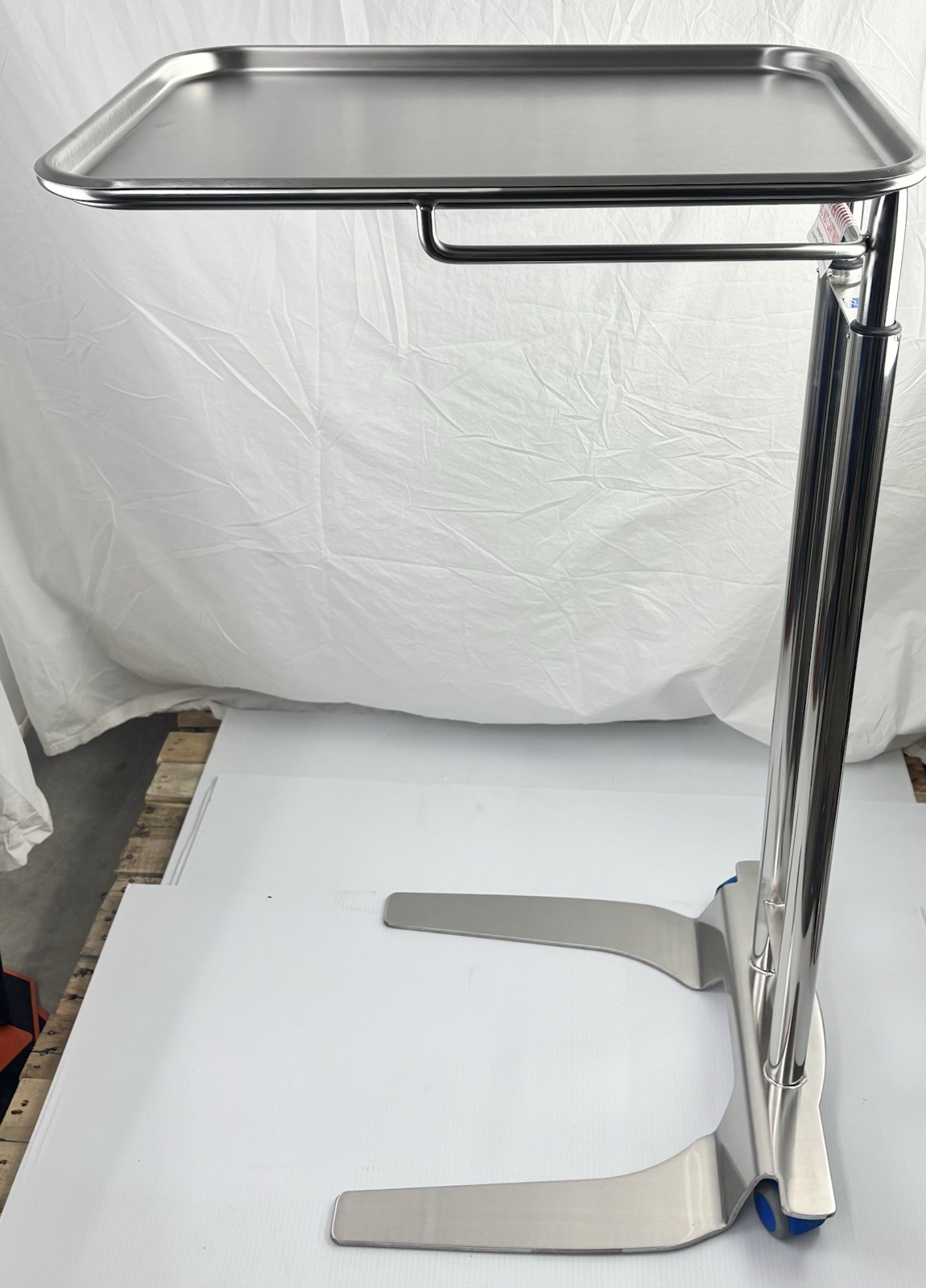 Pedigo Stainless Steel Adjustable Foot-Operated Mayo Stand with Tray