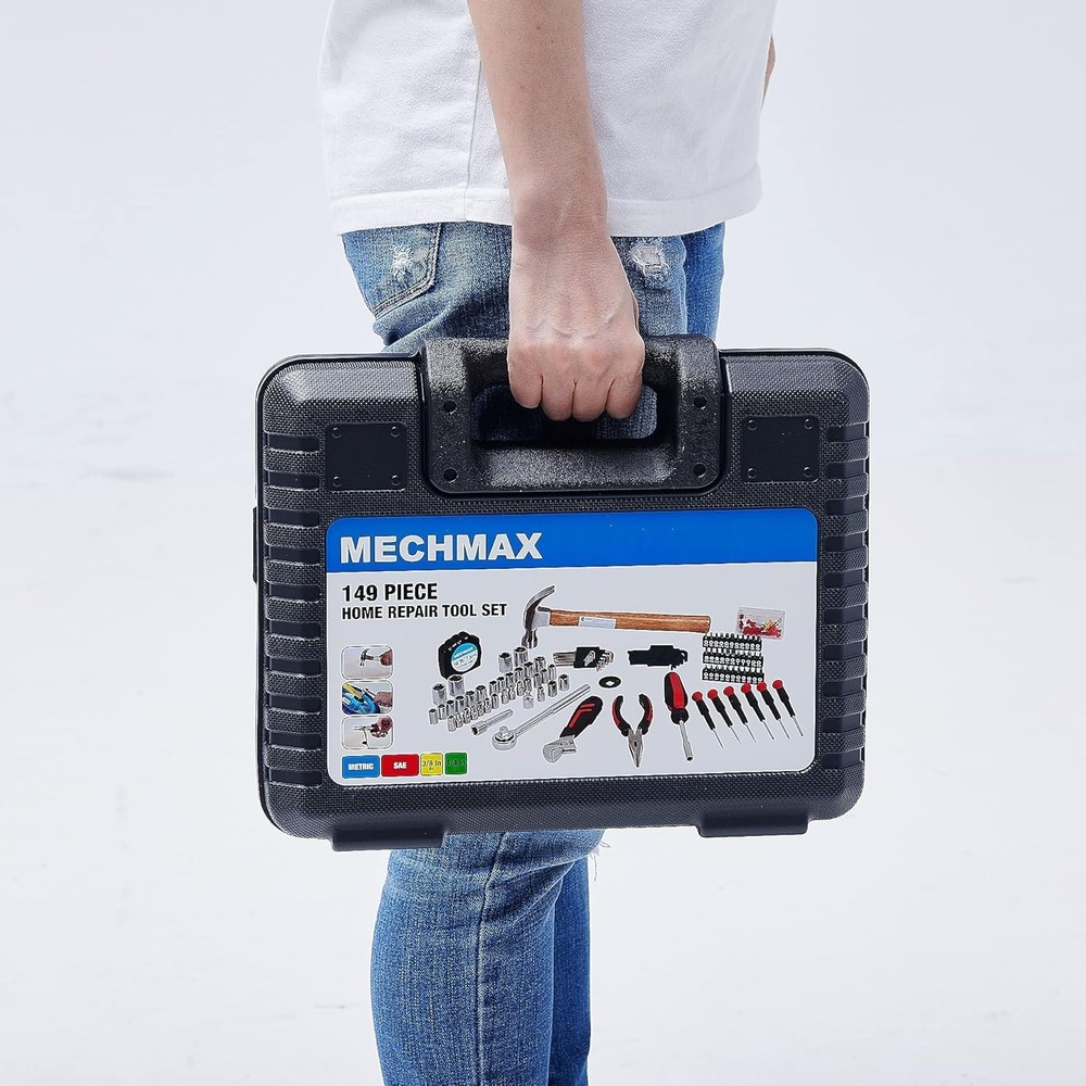 149 Piece Chrome Tool Kit – Essential Home & Auto Repair Set with Storage Case