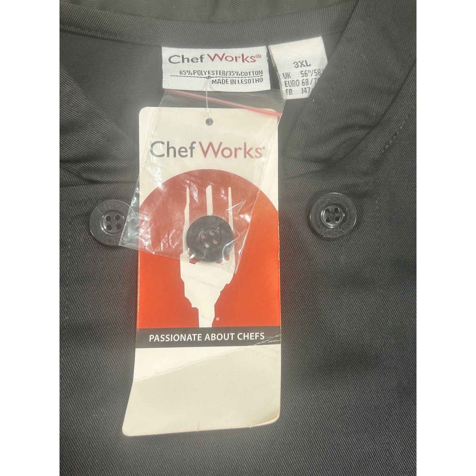 Chef Works Mens Black Double Breasted Chef Coat Jacket Size 3XL