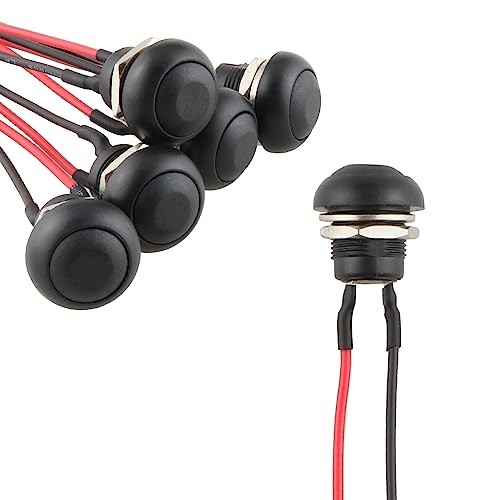 12mm Momentary Push Button Switch 6PCS DC 12V 3A Black Mini Round Waterproof