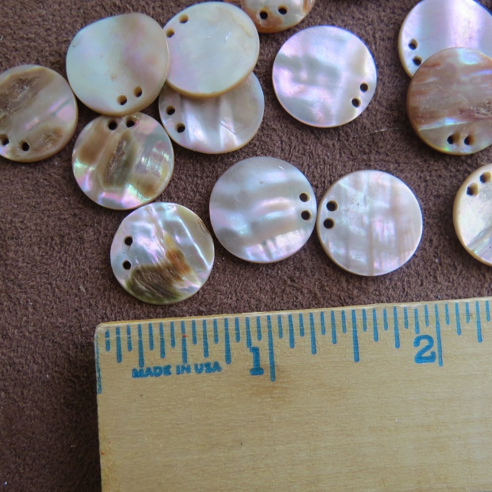 16 Vtg Abalone MOP Shell Button 5/8" Embellishment Buttons