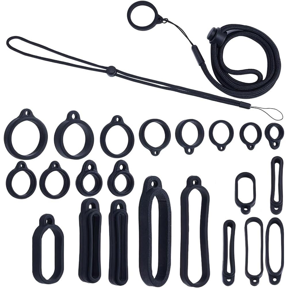 E- Vaping Lanyard / Necklace 18Pc Set with Silicone Rubber Rings Loss Prevention