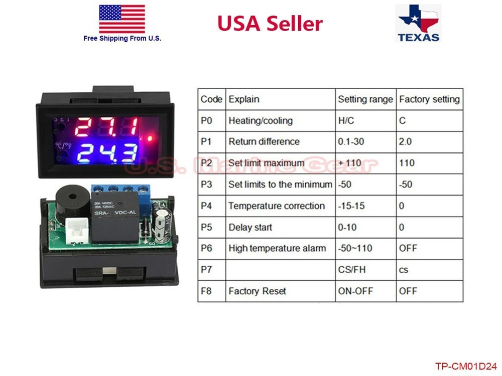 Digital LED Microcomputer Thermostat Controller Switch Temperature Sensor DC 24V