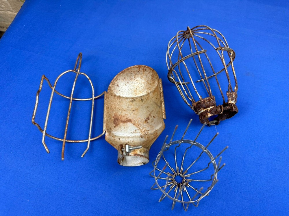 3 Vintage Lightbulb Cages, Each is Different