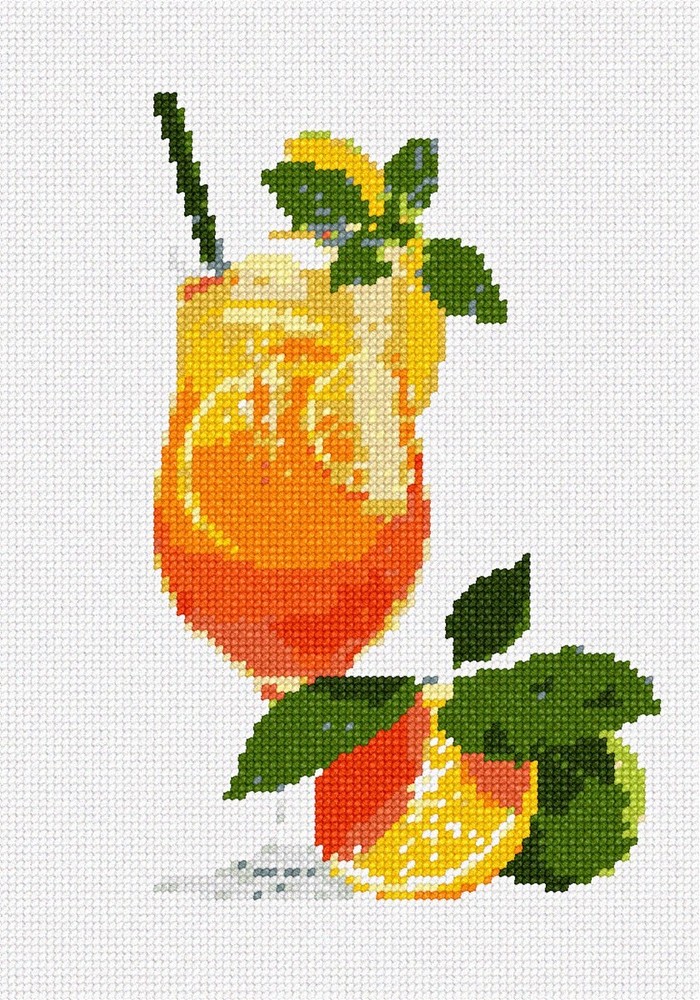 Orange Crush Cocktail Needlepoint Kit or Canvas